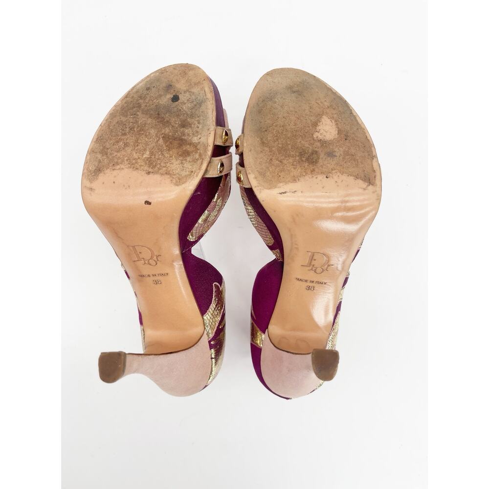 Christian Dior Vintage Y2K Metallic Brocade D'Orsay Platform Pumps Heels EU 38 - Picture 12 of 13